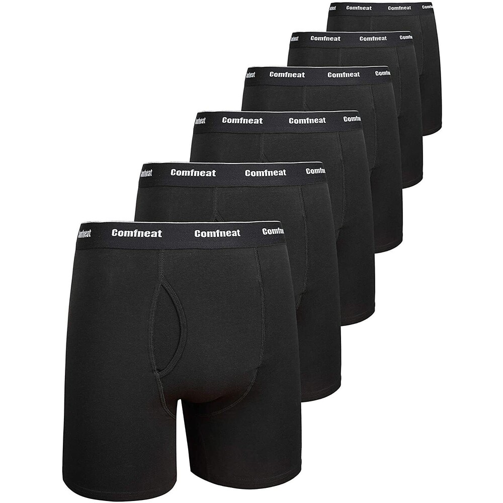 Men's Boxer Briefs Black 6 Pack Tagless No Ride-Up Comfneat Spandex Size XXL